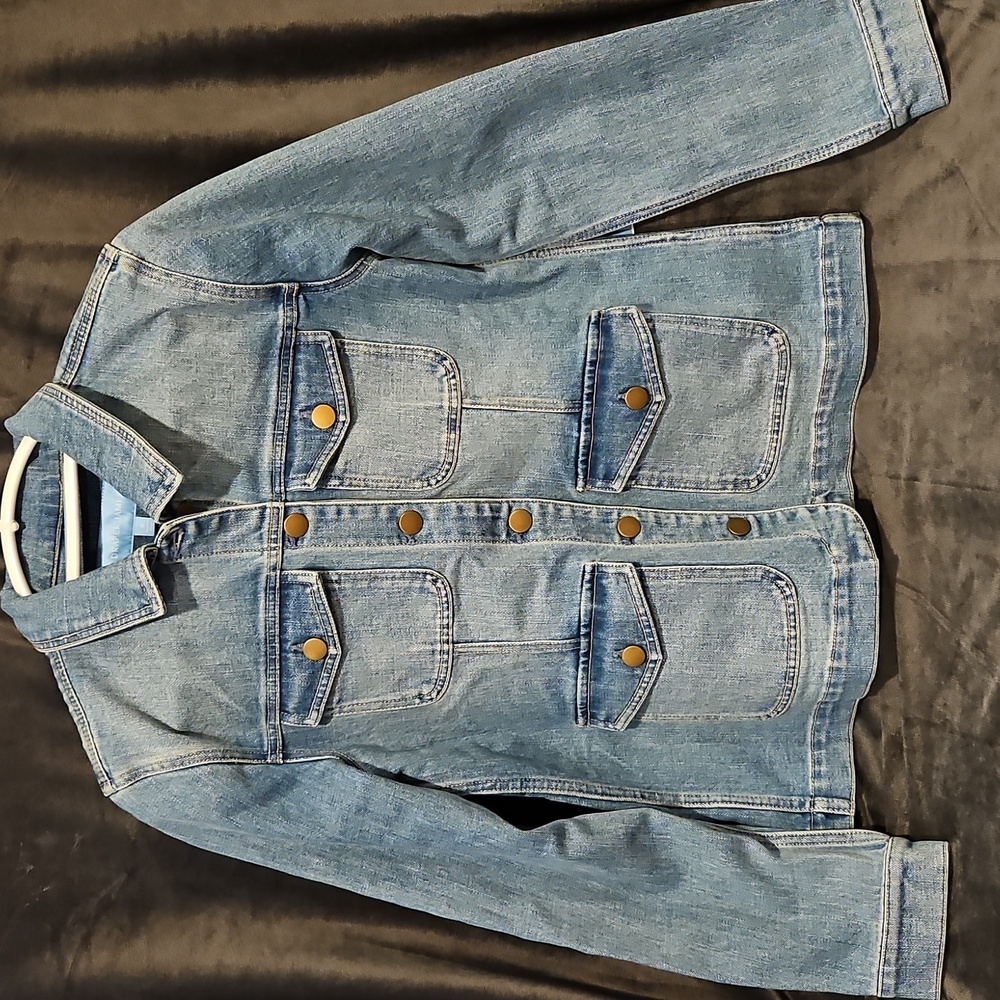 Draper James Reese Witherspoon 4 pocket button down denim jean jacket NWT